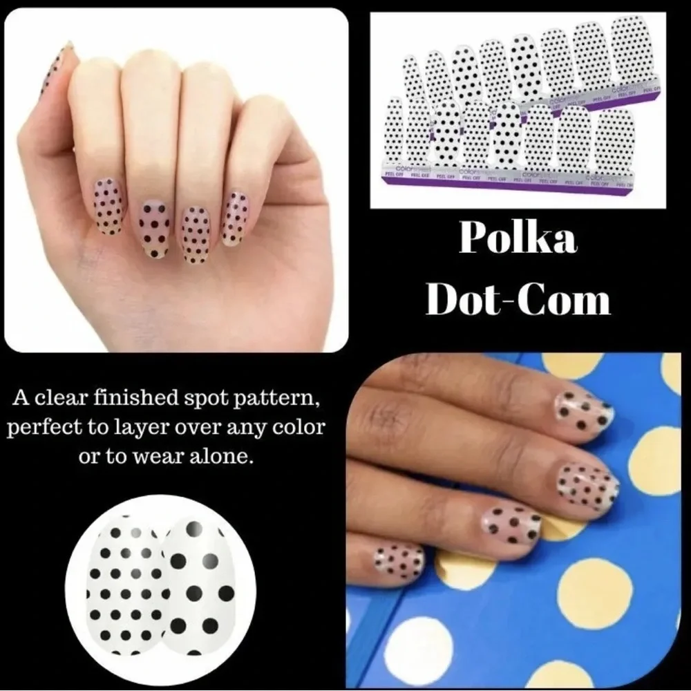 Color Street POLKA DOT-COM Clear Overlay Black & Clear Polka Dots Nail Set - Picture 5 of 7